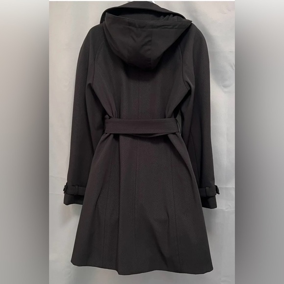 Hilary Radley New York 3/4 Length Trench Coat Belted Sz Medium Black - Picture 2 of 12